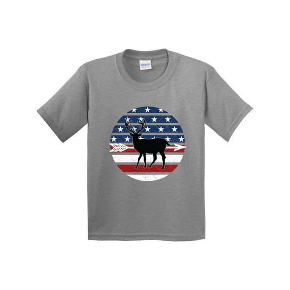 Inktastic Deer Bow Hunting USA Flag Youth T-Shirt