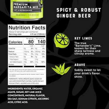 Q Mixers Margarita Mix, Premium Cocktail Mixer Made with Real Ingredients, 7.5 Fl oz (Pack of 24)