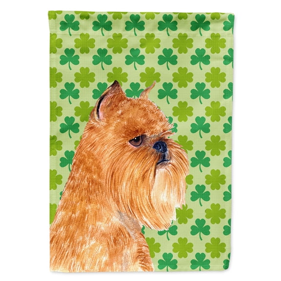 Brussels Griffon St. Patrick's Day Shamrock Portrait Garden Flag