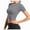 Grey, variant on Womens Yoga Crop Workout Top Cross Band Hem Short Sleeve Crew Neck Slim Fit Breathable Summer Blouses