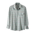 thumbnail image 1 of Camisas De Sport Para Hombre Camisa de manga larga con solapa de hebilla a rayas casual para hombre Blusa superior (Mint Green, M), 1 of 7