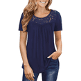 thumbnail image 3 of VERABENDI Women's Plus Size Tops Summer Short Sleeve Lady Tunic Shirts Lace Splicing Blouses,M-4XL, 3 of 6