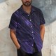 thumbnail image 2 of Mens Casual Manga Corta Botón Abajo Camisas Turndown Cuello Blusa de Impresión, Poliéster Ligero Top de la Moda para el Verano Al Aire Libre Y el Uso Diario, 2 of 6