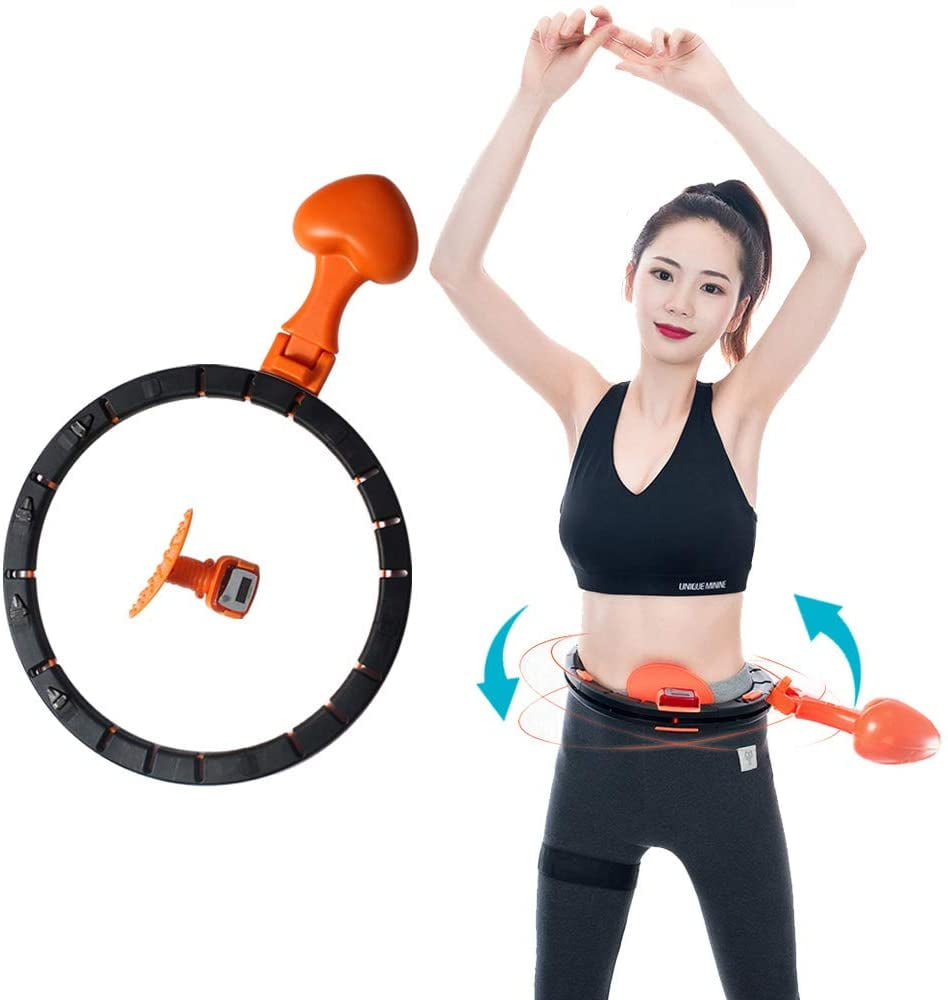 Removable Weighted Hoops for Exercise Smart Exercise Hoops with LCD Display for Automatic Counting Automatic Rotation & Does Not Fall Size Adjustable Fitness Circle for Lose Weight Home Workout 