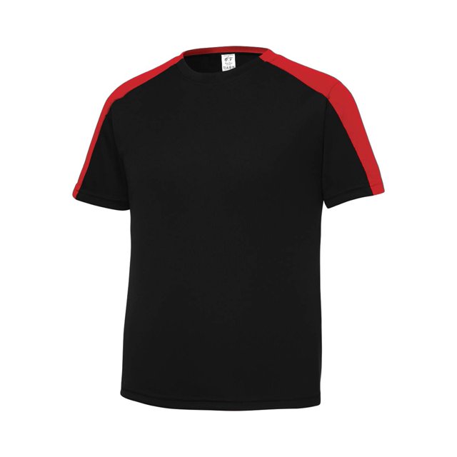 Gravity Threads Youth Sleeve-Blocked Moisture Wicking Shirt - Black/True Red - Large