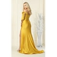thumbnail image 2 of Womens Mustard Bridesmaid Prom Stretchy Long Cowl Neck Off The Shoulder Trumpet Plus Size Dress, 2 of 5