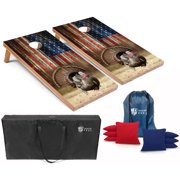 Tailgating Pros Cornhole Board Set w/Bean Bags and Carrying Case - 4'x2' Corn Hole Toss - Tournament and Lightweight Options - Optional LED Lights