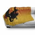 thumbnail image 2 of Music Soft Flannel Fleece Throw Blanket, Pianist Musician Silhouette on Flames Background Illustration, Cozy Plush for Indoor and Outdoor Use, 70" x 90", Marigold Multicolor, by Ambesonne, 2 of 5