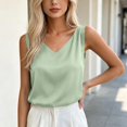 thumbnail image 2 of Miqool Women's Satin V-Neck Tank Top Sleeveless Dressy Blouse Loose Fit Summer Casual Work Top Flowy Camisole, 2 of 8