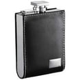 thumbnail image 1 of Wallet Black Leatherette 6oz Liquor Flask with Engraving Plate, 1 of 1