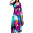 thumbnail image 2 of Plus Size Maxi Dress for Women Casual Summer Sundress V-Neck 3/4 Sleeve Summer Casual Sleeveless Vacation Party Long Maxi Dresses Cute Floral Wedding Guest Dress Premium Elegant Vestidos, 2 of 6
