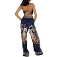 thumbnail image 5 of KOMOO 2Pcs Women's Plus Boho Outfits Peacock Print V-Neck Sleeveless Crop Tops Wide Leg Loose Pants, 5 of 9