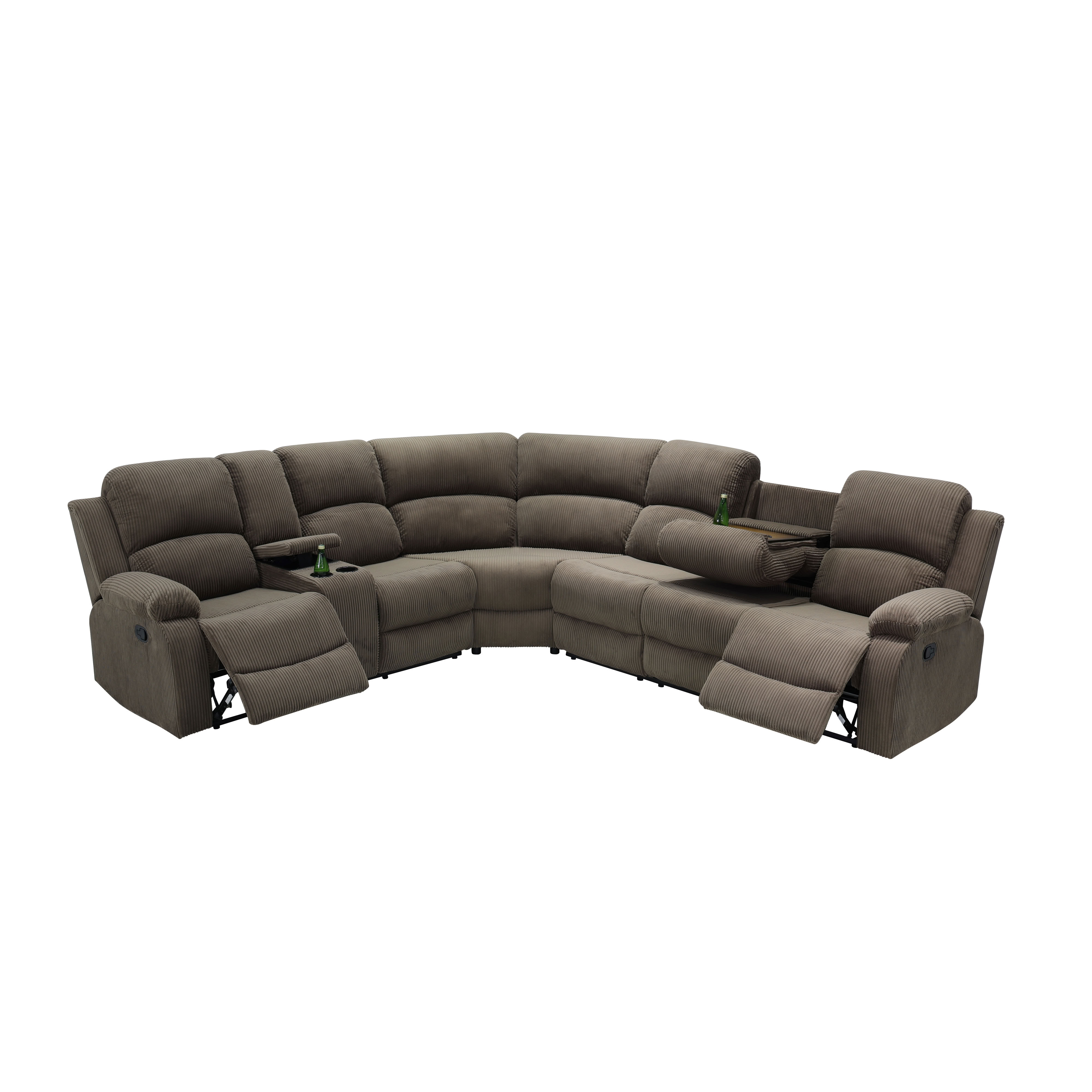 MAYEERTY 6-Seater Recliner Sofa Set, Thick Stuffed Fabric for Family Living Room