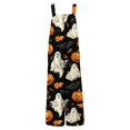 thumbnail image 5 of Stralyhd Pumpkin Face Graphic Womens Overalls Halloween Holiday Sleeveless Jumpsuit Party Jumpsuits with Pockets Spooky Horror Print Wide Leg Trousers Navy XL, 5 of 5