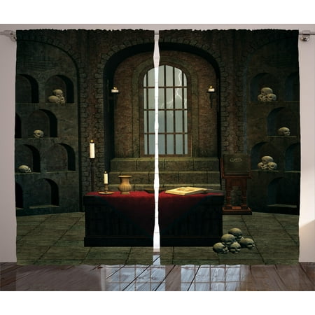 Gothic House Decor Curtains 2 Panels Set Fantasy Spell Casting