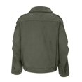 thumbnail image 5 of Women's Suede Lapel Motorcycle Jacket, Batwing Sleeve Short Style Coat, Ribbed Trim Belted Outerwear, Casual Zippered Jacket with Pockets, Spring Streetwear Fashion, Oversized Comfort Top Army Green, 5 of 8
