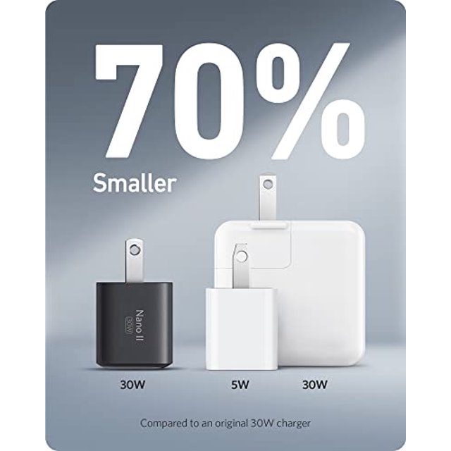 Cargador Anker USB C 30W, cargador 711, cargador rápido compacto (no plegable) para MacBook Air / iPhone 13/13 Mini / 13 Pro / 13 Pro Max / 12, Galaxy S21, Note 20, iPad Pro, Pixel y más