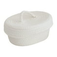 thumbnail image 2 of Xoxingysm Home Textile Storage Oval Baskets with Lids Decorative Baskets with Lids for Organizing Natural Cotton Rope Lidded Baskets with Handles Storage Baskets with Lids 1Pc, 2 of 5