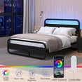 thumbnail image 2 of 4 Ever Winner Twin Size Rustic Industrial Metal Bed Frame with LED Headboard, Black, 2 of 7