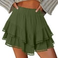 thumbnail image 6 of CHGBMOK Flowy Shorts for Women Casual Boho Ruffle Tiered Skorts High Waist Mini Skirts Golf Tennis Crochet Shorts, 6 of 8