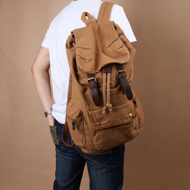 Kuymtek Lona para Senderismo Regalos Mochilas Vintage Con Cordón para Escalada (marrón)