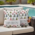 thumbnail image 4 of Christmas Outdoor Waterproof Pillow Covers, Winter Watercolor Xmas Pine Trees Decorative Square Throw Pillowcase Sofa Cushion Sham for Patio/Couch/Chair, 26"x26" 2 Pack, 4 of 8