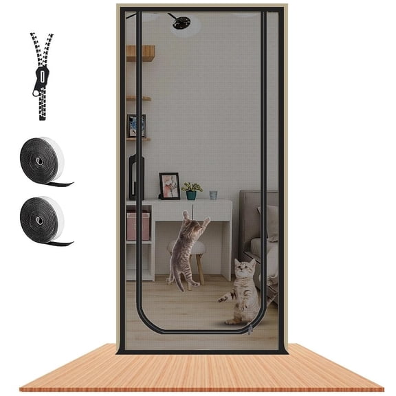 Daretodo Cat Screen Door Cat Resistant Scratch Proof Mesh Screen Door with Zipper for Patio Kitchen Bedroom