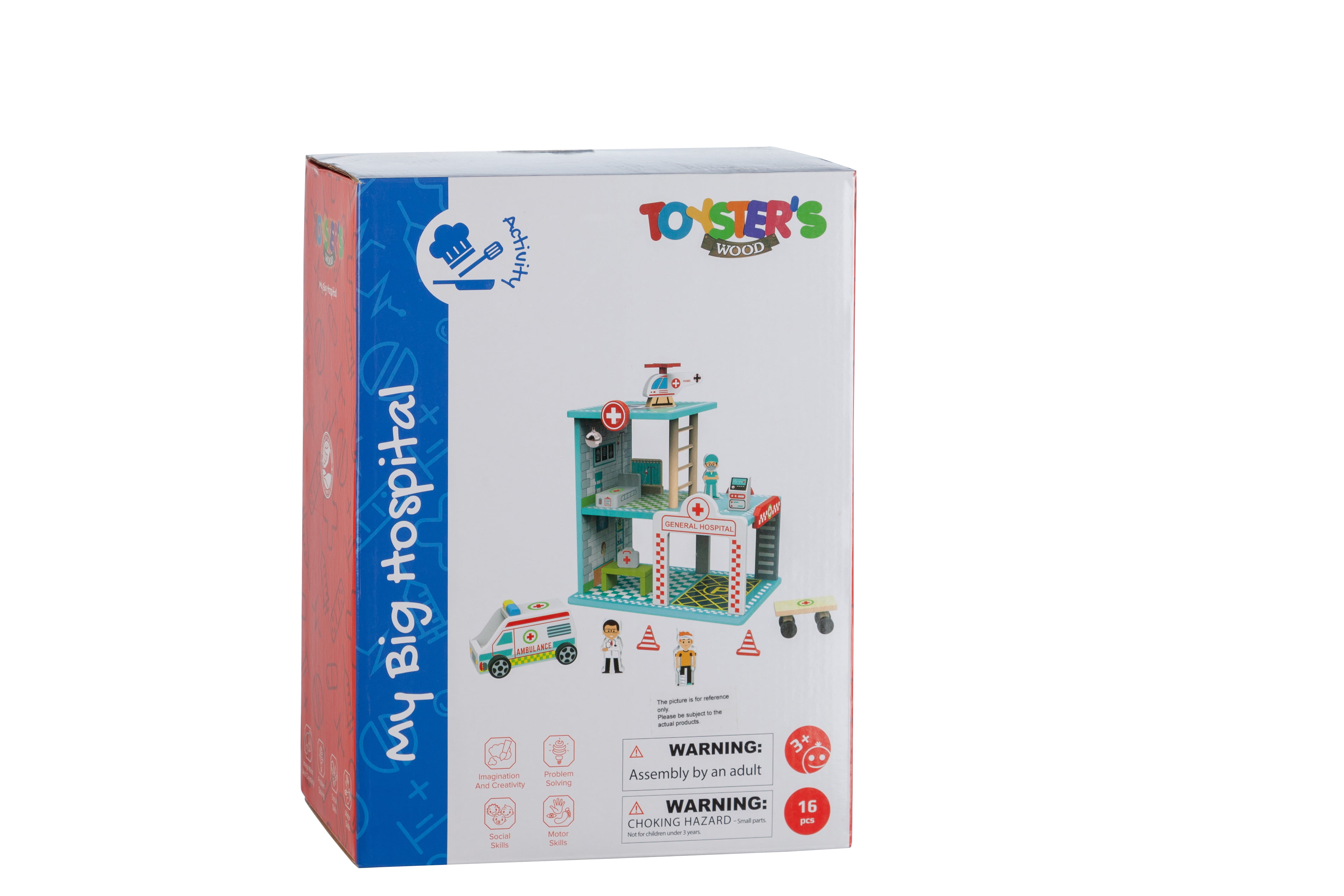Toysters My Big Hospital Station Wooden Emergency Vehicle PlaysetDoll House 