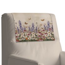 Xixirimido Butterfly Lavender Daisy Flower Pattern Headrest Cover for Recliner Chair Leather Sofa Headrest Cover Head Protector Furniture Protector for Recliner Sofa Slipcovers, 2Pcs