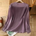 thumbnail image 4 of WCMZJ Long Sleeve Cotton Linen Shirts for Women Dressy Casual Side Button Down Embroidered Tops Loose Comfy Fall Blouses Purple XL, 4 of 9