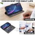 thumbnail image 5 of Case For IPhone 17 Pro Max【RFID Blocking】with Multi-Card Holder Bills Slot, Calfskin-Texture Vegan Leather Magnetic Wallet Case,Black,For iPhone 17 Pro Max, 5 of 10