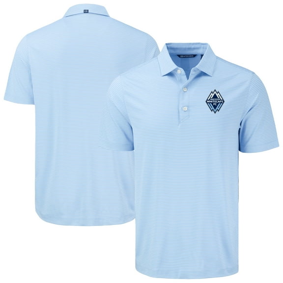 Men's-Cutter & Buck  Blue Vancouver Whitecaps FC Forge Eco Fine Line Stripe Stretch Recycled Polo