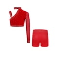thumbnail image 3 of TTAO Kids Girls Ballet Latin Dance Costume Sparkly Crop Tops and Shorts 2 Pcs Gymnastics Figure Skating Outfit Red 10, 3 of 6