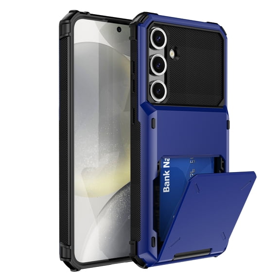for Samsung Galaxy A37 Case Military Grade Shockproof Phone Case with Card Holder Heavy Duty Protective Hard PC Shell Soft TPU Bumper Cover for Samsung Galaxy A37 Phone Case, Blue