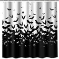 thumbnail image 4 of Halloween Bat Shower Curtain Black Spooky Bats Animal Bathroom Curtain 72X72 inch Washable Polyester Gothic Horror Halloween Bathroom Bathtub Decor Accessories with 12 Hooks YLFNPA0138, 4 of 6