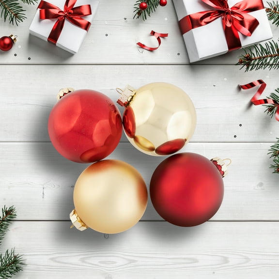 Northlight 2-Finish Glass Christmas Ball Ornaments -3.25" (80mm) - Red and Gold - 72ct