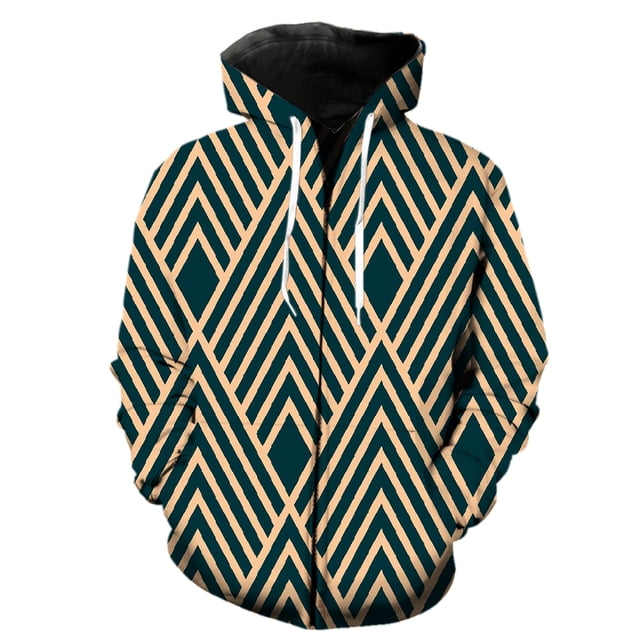 Abstract Pattern Men's Zipper Hoodie Spring Sweatshirts Long Sleeve Casual Cool Tops Teens 3D Print Fashion Hip Hop Oversized