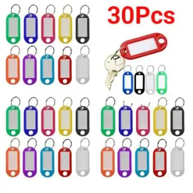 50/30/10Pcs Plastic Keychain Key Tags Id Label Name Tags With Split Ring For Baggage Key Chains Key Rings