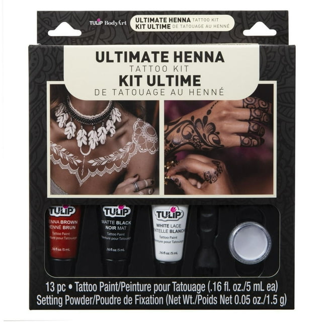 Tulip BodyArt Ultimate Henna Inspired Tattoo Kit, Temporary Body Paint with The Look of Henna, Easy Application, Fun Activity Kit for Kids, Body Art Stencils Included