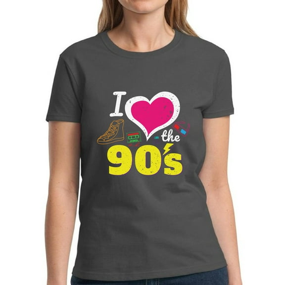 Shirt for Women I Love 90s - S M L XL 2XL 3XL Retro Costume 80s Graphic Tee - T-Shirt 80s Party Vintage Tee Gift