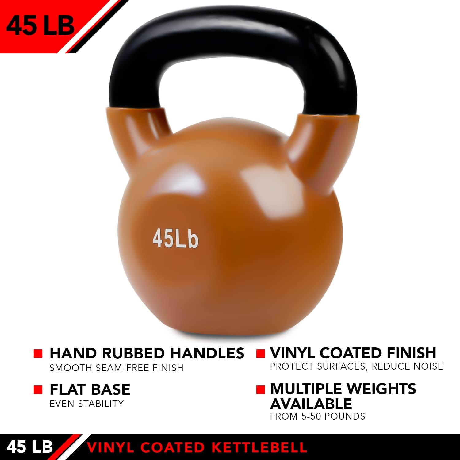 JFIT Kettlebell Weights Vinyl Coated Iron, 45 LB