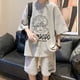 thumbnail image 3 of Traje de verano estilo gofre para hombre, camiseta de manga corta, estilo Hong Kong, ropa de calle coreana, pantalones cortos informales, conjunto de dos piezas, 3 of 5