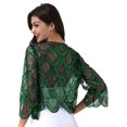 thumbnail image 3 of inhzoy Women's Sequined Bolero Shrug Long Sleeve Cardigan Tops Shawls for Wedding Evening Party Black&Green One Size, 3 of 8