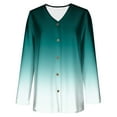 thumbnail image 4 of SYMOID Womens Green Gradient Knit Cardigan - Soft Polyester, V-Neck Three-Quarter Sleeves, Button-Front Design with Inclusive Sizing S-XXXXXL for Daily/Office Layering,Size L, 4 of 6
