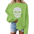 thumbnail image 4 of DIOAZUD Women's Halloween Sweatshirts Plus Size Skeleton Graphic Pullovers Soft Work Round Neck Long Sleeve Sweater Tops Halloween Clothes Mint Green S-XXL, 4 of 5