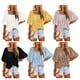 thumbnail image 4 of Blusa informal Qarigey jersey plisado con estampado Floral para Mujer color Amarillo M, 4 of 6