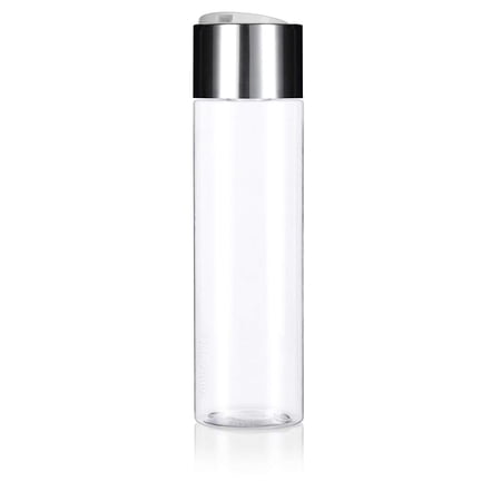 Clear Plastic Professional Cylinder Bottle with Wide Silver Disc Cap - 8 oz / 250 ml