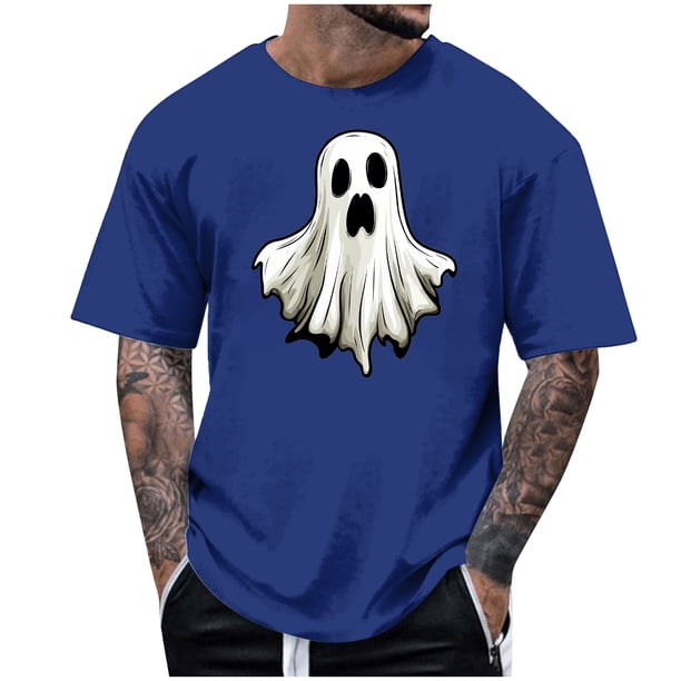 Blusas y camisas de manga corta y cuello redondo para hombre. Blusas/camisetas de manga corta con cuello redondo y estampado de Halloween para hombre. Blusa para hombre.