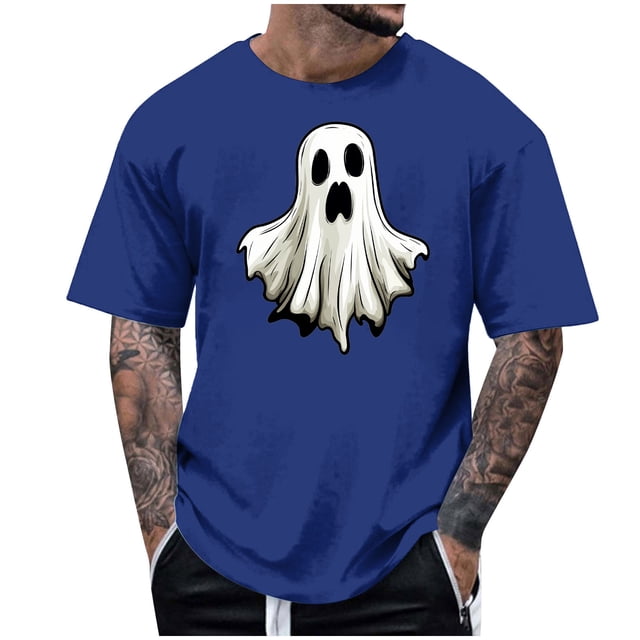 Blusas y camisas de manga corta y cuello redondo para hombre. Blusas/camisetas de manga corta con cuello redondo y estampado de Halloween para hombre. Blusa para hombre.