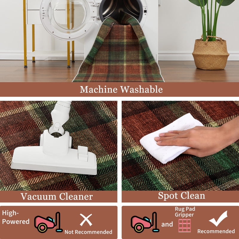 9'x12' Modern Washable Area Rugs for Living Room Tartan Ultra Soft Rug for Bedroom Farmhouse Non Slip Throw Rugs for Home Office